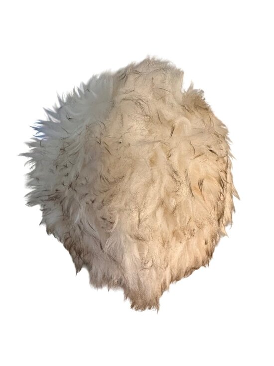 Vintage 60s 70s Italian Lamb Fur Trapper Hat Hood Pompom Ski Bonnet White Made I main image 8